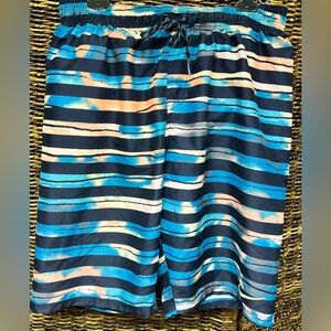 Nike, Men’s Blocked striped 11” Volley Swim Trunks-‎ Medium